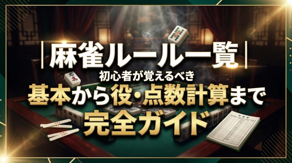 麻雀ルール一覧｜初心者が覚えるべき基本から役・点数計算まで完全ガイド