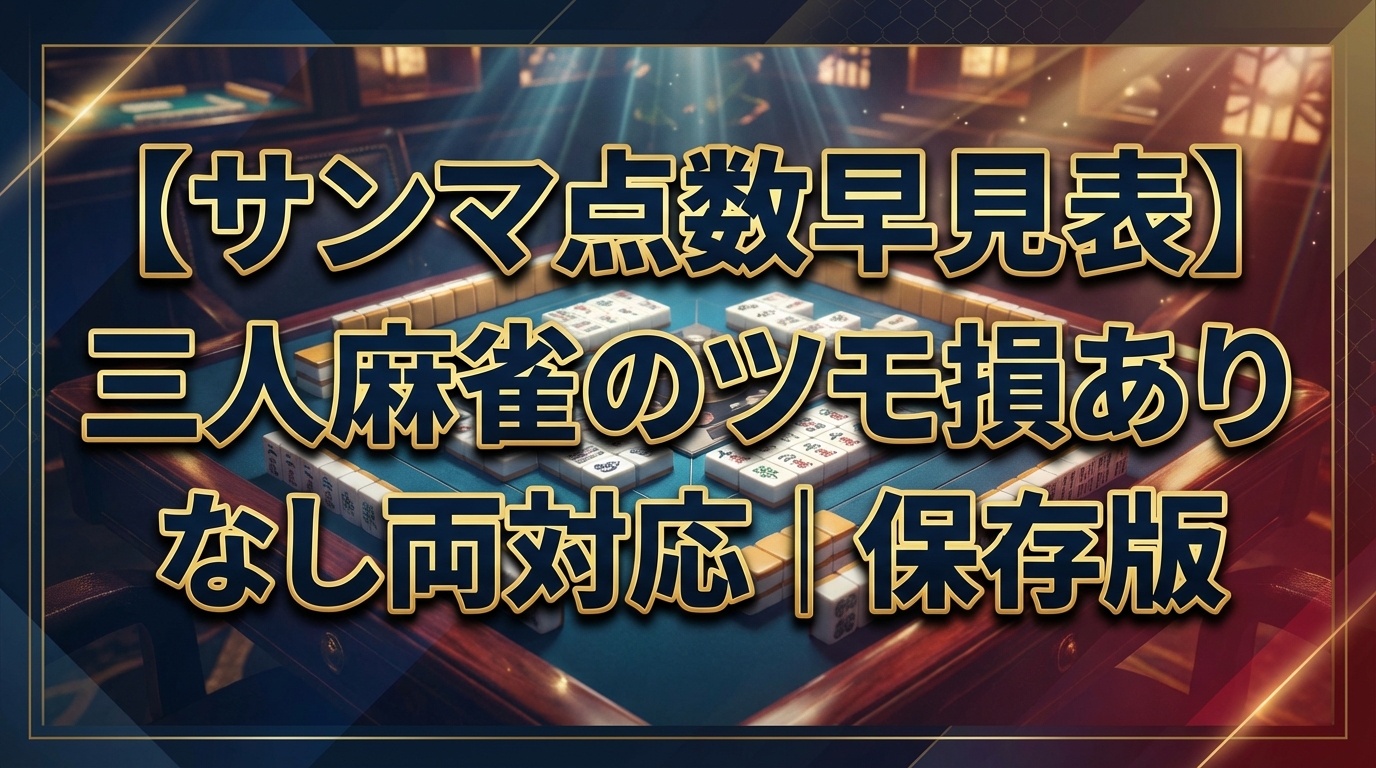 【サンマ点数早見表】三人麻雀のツモ損あり・なし両対応|保存版