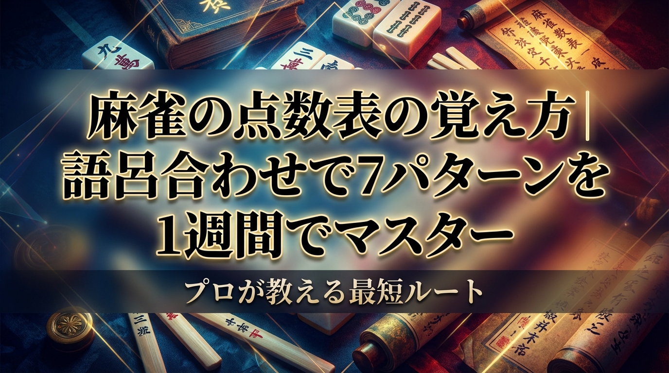 麻雀の点数表の覚え方|語呂合わせで7パターンを1週間でマスター
