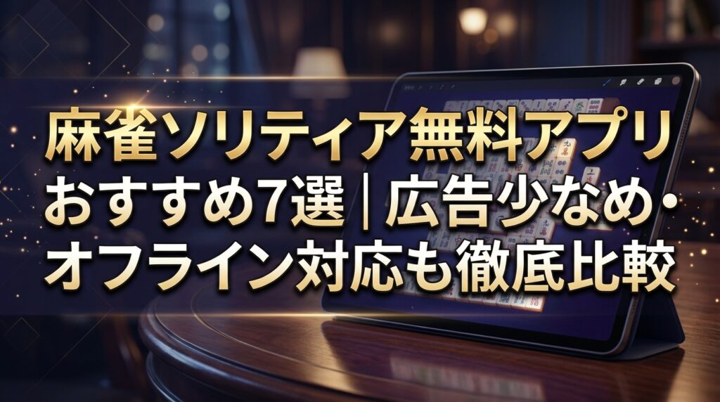 麻雀ソリティア無料アプリおすすめ7選｜広告少なめ・オフライン対応も徹底比較