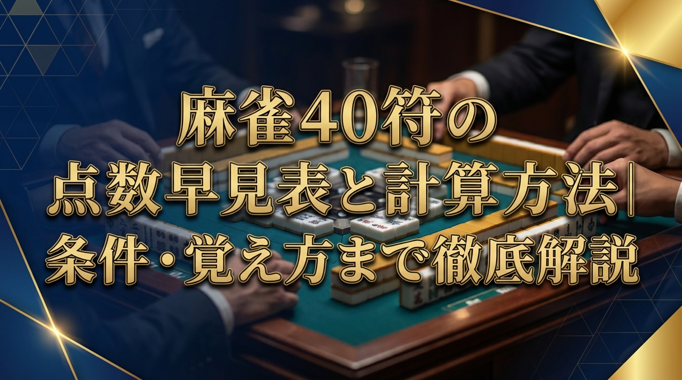 麻雀40符の点数早見表と計算方法|条件・覚え方まで徹底解説