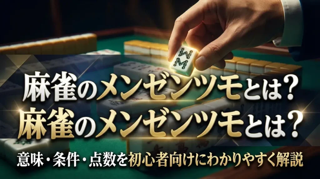 麻雀のメンゼンツモとは？意味・条件・点数を初心者向けにわかりやすく解説